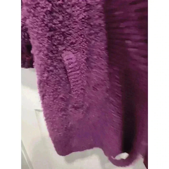 Vintage Monto Por Le Chois Boucle Knit Open Front Purple Cardigan Sweater Sz MED - Picture 2 of 7